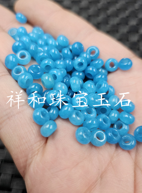 湖蓝色大孔平安扣玉石散珠