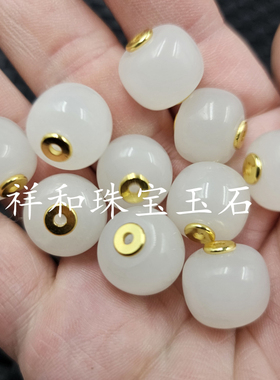 新疆和田白玉金丝玉大孔老型珠