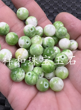 翠绿色圆珠散珠配件珠子