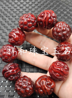 人造蜜蜡金蝉手链红色金蝉