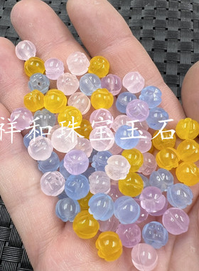 粉色石英岩玉回纹珠散珠配件珠