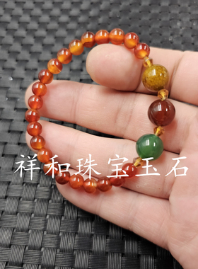 包邮冰种红玛瑙圆珠玉石手链