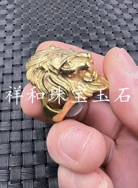 金色狮子头戒指活口手饰指环