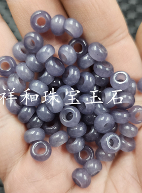 烟紫色大孔平安扣玉石散珠