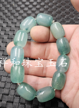 飘花玉路路通玉石手链浅油青