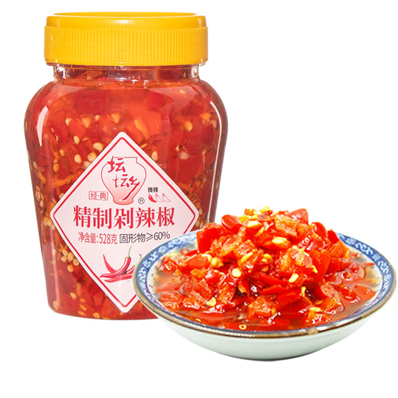坛坛乡精制剁辣椒528g湖南剁椒蒸鱼头剁椒酱拌饭辣椒酱
