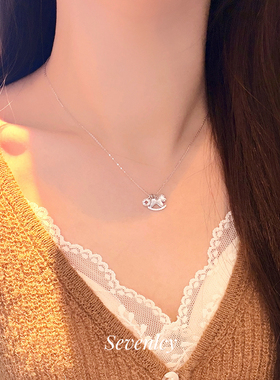 新品【马上有财】高品~925银贝壳小马钱币项链本命年礼物