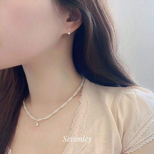 七与 星空 睡觉免摘耳钉925纯银迷你锆石渐变小巧通勤耳圈耳扣 - 图3