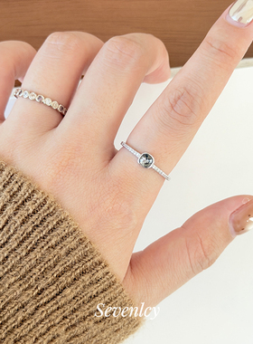 新品【深秋咖语】轻奢高级感~黑钻渐变泡泡戒指开口小众