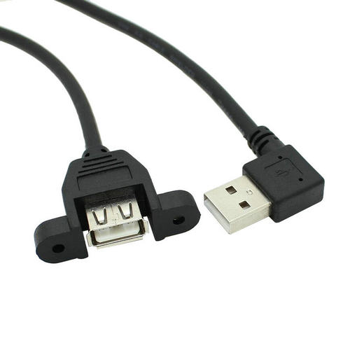 上下左右弯USB2.0公对母延长线 带螺丝孔 弯头USB公对母延长线可固定定制机箱数据线自由开孔DIYUSB带耳线 - 图0
