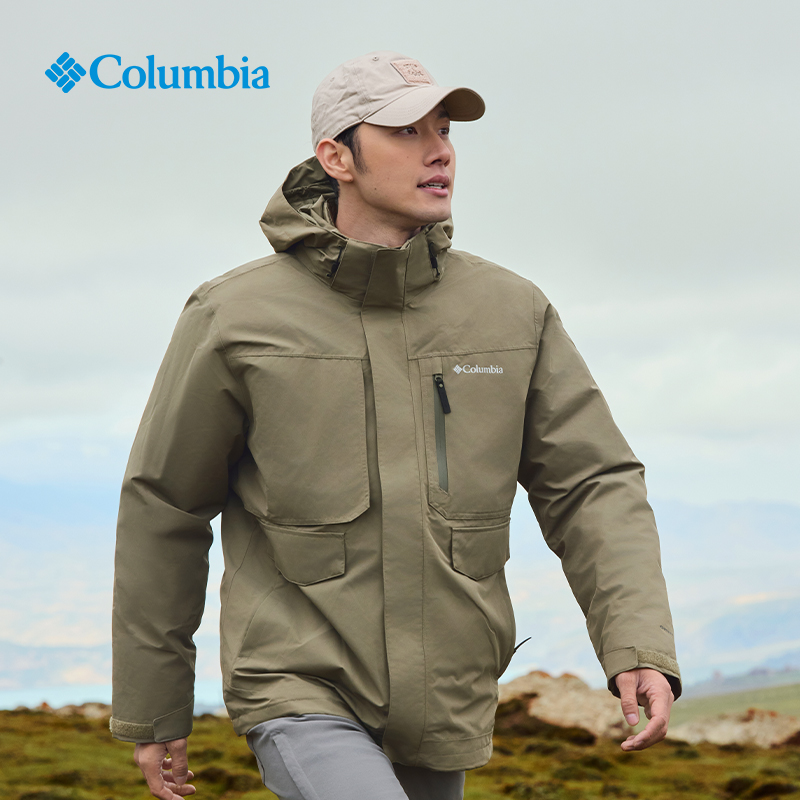 哥伦比亚户外男24秋冬金点防水800蓬鹅绒内胆三合一冲锋衣XE9603 - 图1