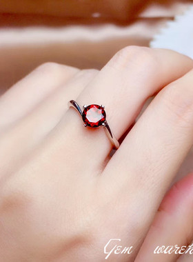 天然莫桑比克日韩风石榴石戒指