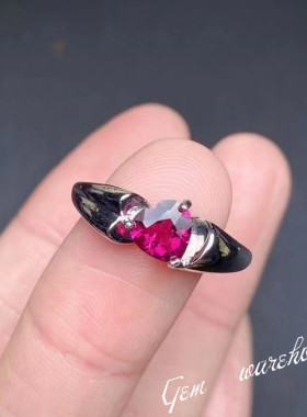 天然镁铝石榴石戒指心形简约轻奢