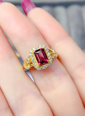 新款天然镁铝石榴石戒指925银镶嵌女时尚轻奢饰品送女友新年礼物