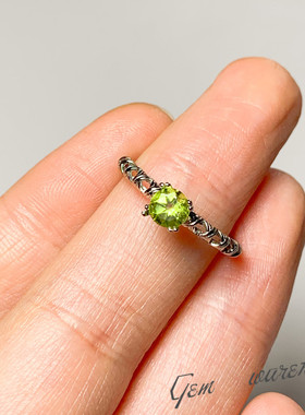 天然托帕石戒指银日韩女礼物饰品