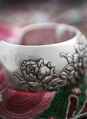 手镯喜月纯银原创复古女