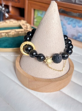 多加手作原创一路向阳天然黑曜石水晶手链转运暗黑中性风陨石男女