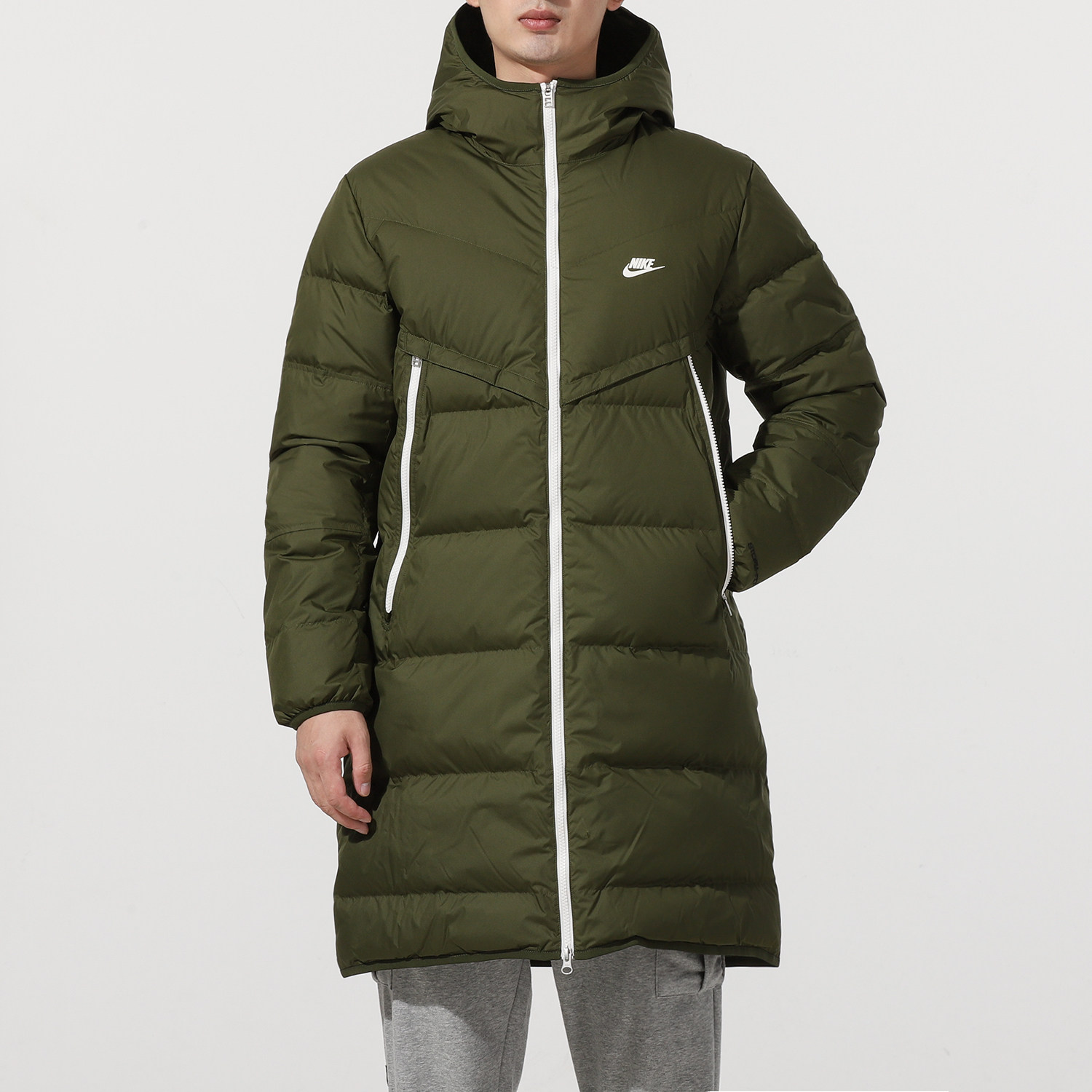 nike耐克羽绒服男装2022冬季新款运动服军绿色长款羽绒外套dd6789