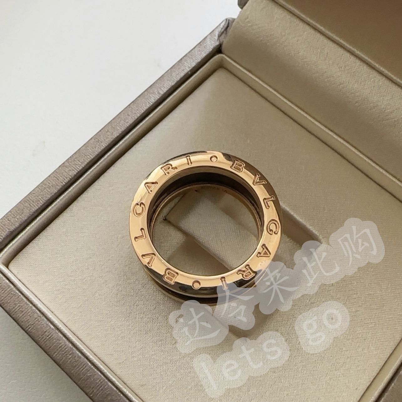 正品Bvlgari/宝格丽 弹簧戒指 18k玫瑰金黑色陶瓷