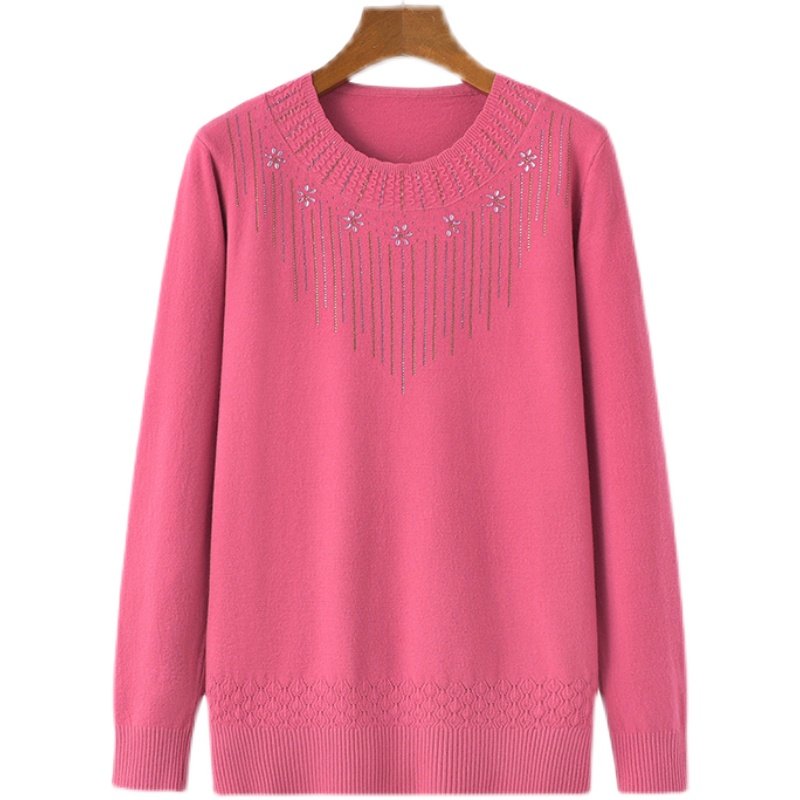 中老年妈妈装春秋薄款毛衣针织衫中年妇女大码打底衫加肥加大上衣,淘宝优惠券,粉丝福利购,淘宝优惠卷