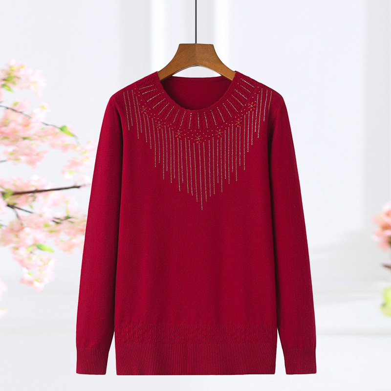 中老年妈妈装春秋薄款毛衣针织衫中年妇女大码打底衫加肥加大上衣,淘宝优惠券,粉丝福利购,淘宝优惠卷