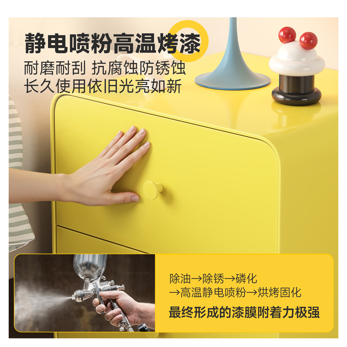 三梦铁艺床头柜多巴胺家用卧室钢制创意小众设计感金属床边小柜子,淘宝优惠券,粉丝福利购,淘宝优惠卷