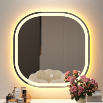 Smart dressing mirror desktop desktop makeup mirror wall-mounted bedroom mesh red free punch with lamp square dresser mirror