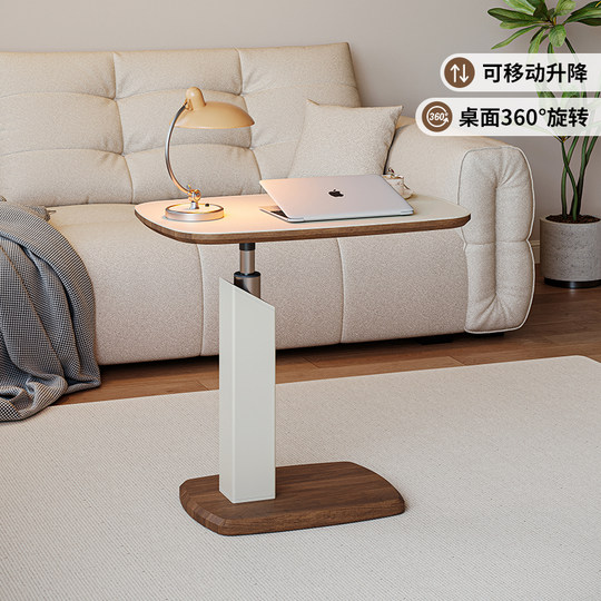 Sofa side table movable small table living room coffee table antique style bedroom lifting bedside table computer desk storage rack