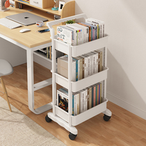 Bookshelves Shelve Shelf Floor Multilayer Movable With Wheels Small Cart Snacks Tabletop Next To Read Containing Bookcase