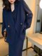 Fat mm large size Navy professional suit skirt suit