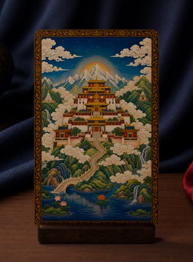 阿弥陀三尊汉传小卡明代设色人物画双面印刷高清便携文创收藏卡