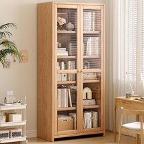 Solid wood bookcase floor shelf Living room Home Multilayer cupboard Book room Contained Lockers With Glass Door Bookshelves