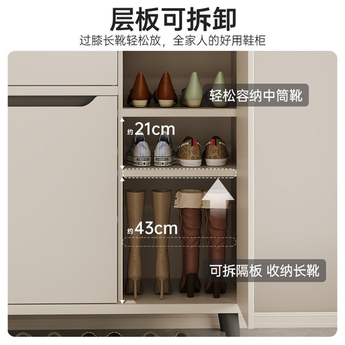 入户实木芯鞋柜家用门口室内靠墙玄关柜一体大容量储物收纳柜鞋架 - 图0