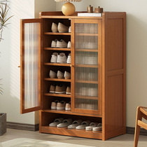 Nanzhu Solid Wood Domestic Doorway Shoe Cabinet 2023 New Exploits Containing Long Iridescent Door Panel Large Capacity Dust-Proof Hollowed-out Shoe Cabinet