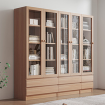 Solid wood colour anti-dust bookcase with door floor storage containing cabinet Home living room Multi-layer bookshelf cabinet lockers