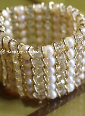 宽版淡水珍珠遮伤疤玛瑙多层女士