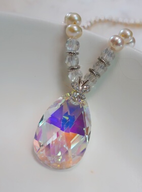 轻奢925银水滴珍珠项链母亲节