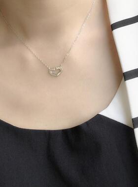 短款白色桃心日韩风百搭礼物银饰