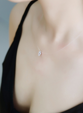 纯银透明隐形鱼线项链锆石吊坠