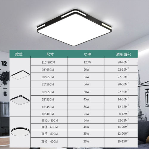 灯具客厅灯简约现代大气家用卧室灯温馨浪漫长方形铁艺led吸顶灯-图2