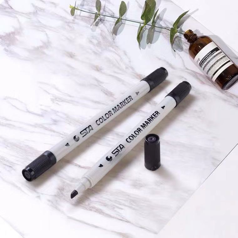 sta斯塔3100双头点柱笔马克笔黑色点柱笔水性快题画建筑柱子记号笔3-4MM双头笔出水顺畅耐磨耐擦黑色点柱笔 - 图2