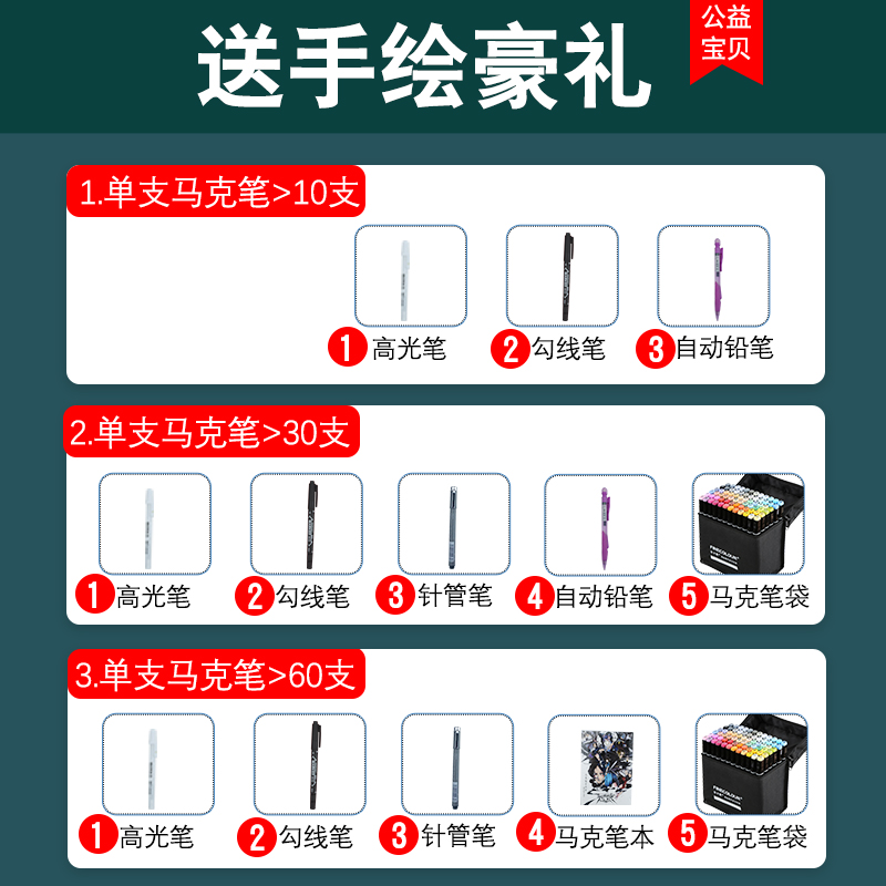 FINECOLOUR法卡勒马克笔三代480色单支自选软头二代160色一代240四代双头美术生学生绘画动漫服装设计-图3