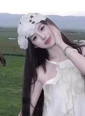 蕾丝花朵镂空针织帽女夏季百搭