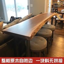 Solid Wood Bar Desk Table Home Balcony Leaning Against Wall Narrow Table Strip Table Milk Tea Shop Bar High Foot Table And Chairs Combined Commercial