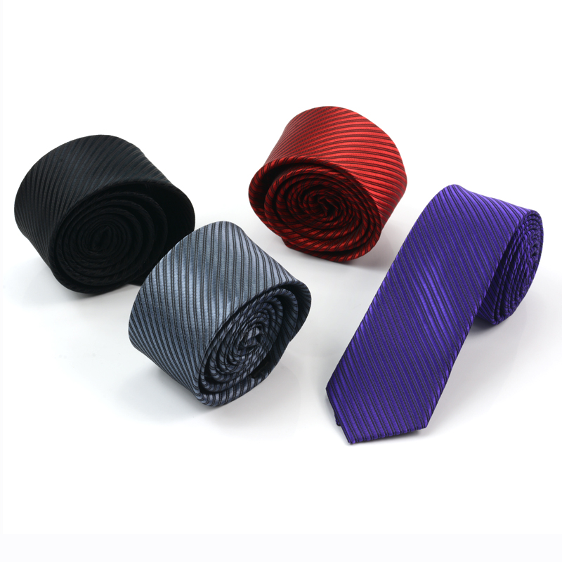 5CM 正装休闲韩版纯色窄领带男士英伦商务窄版领带女黑色暗条纹 - 图3