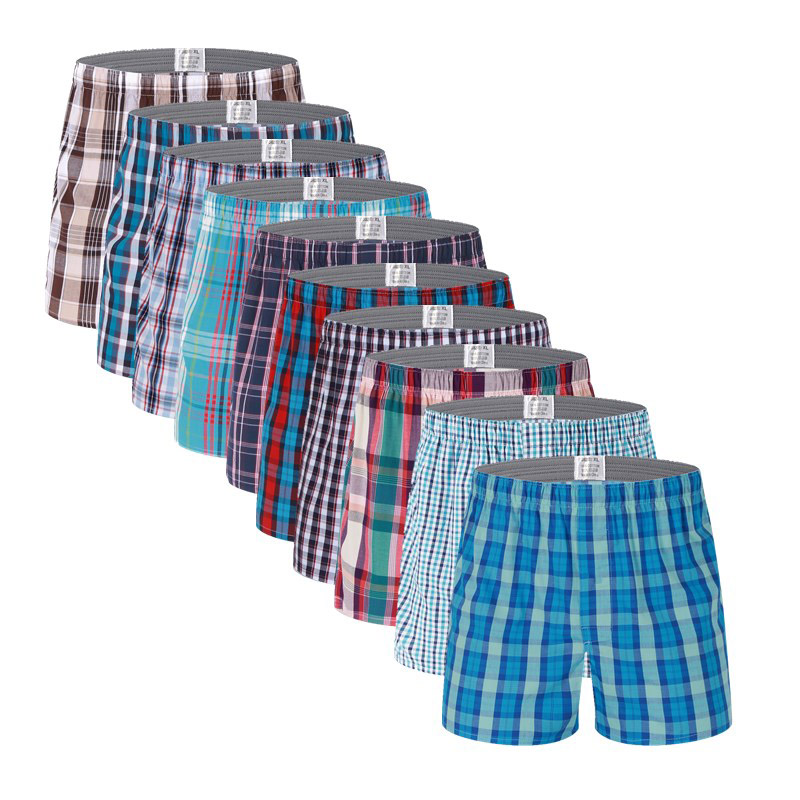 Classic Plaid Men's Boxers Cotton Mens Underwear Trunks Wov-图3