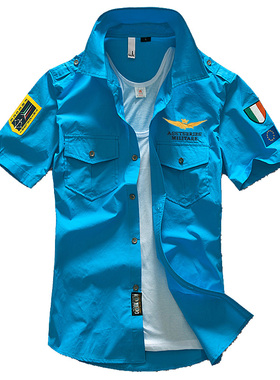 New 6XL Military Men's Short Sleeve Shirts Summer Fashion E