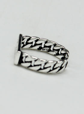 Vintage Silver Color Metal Punk Letter Open Rings Design Fi