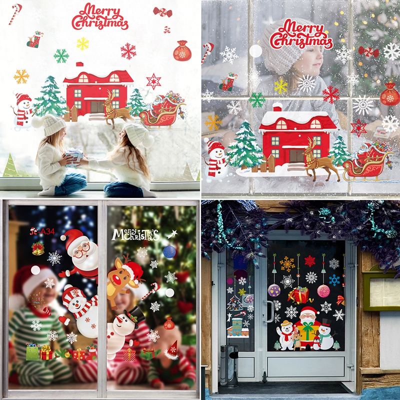Merry Christmas Wall Stickers Window Glass Stickers Christma - 图2