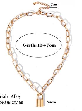 Rock Choker Lock Necklace Layered Chain On The Neck With Lo